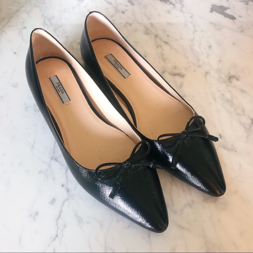 Prada Saffiano Leather Ballet Flats